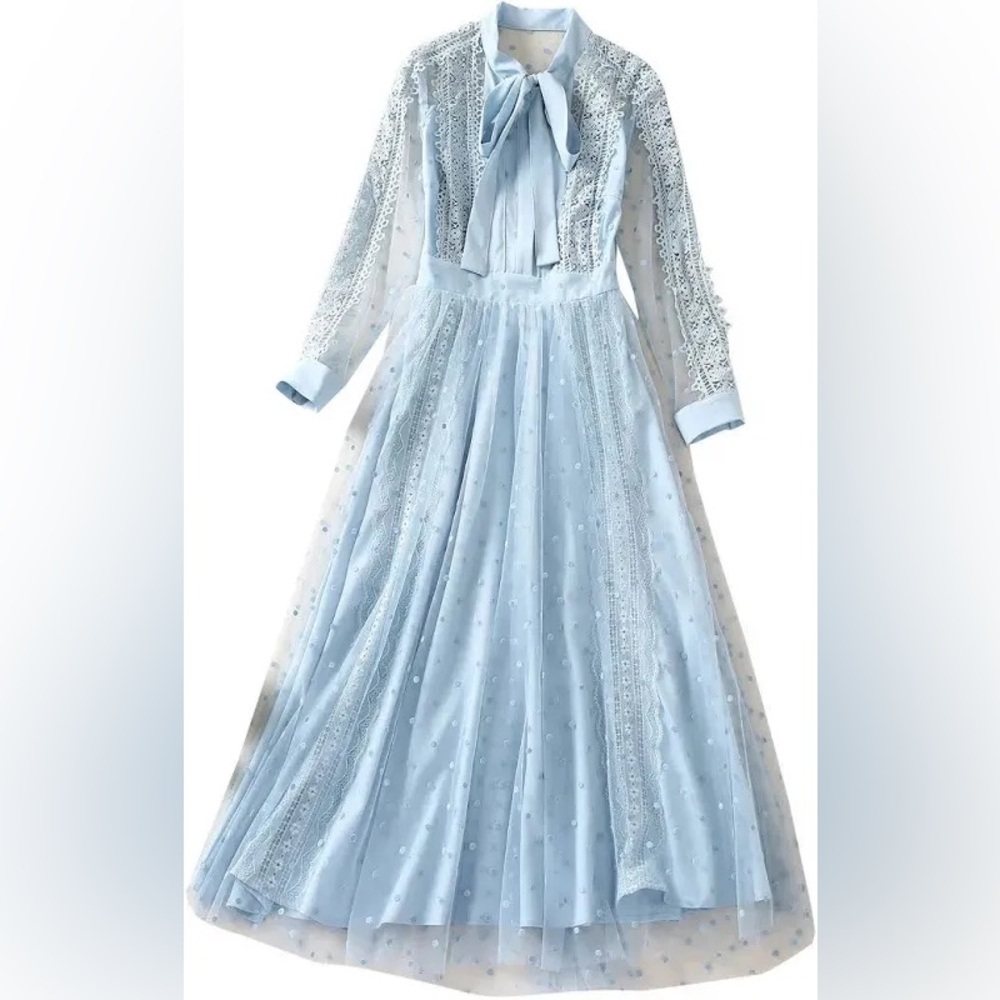 Kate Middleton Inspired Blue Lace Dress